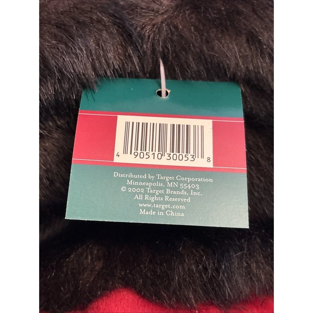 NEW RED CHRISTMAS STOCKING BROWN FAUX FUR CUFF 18